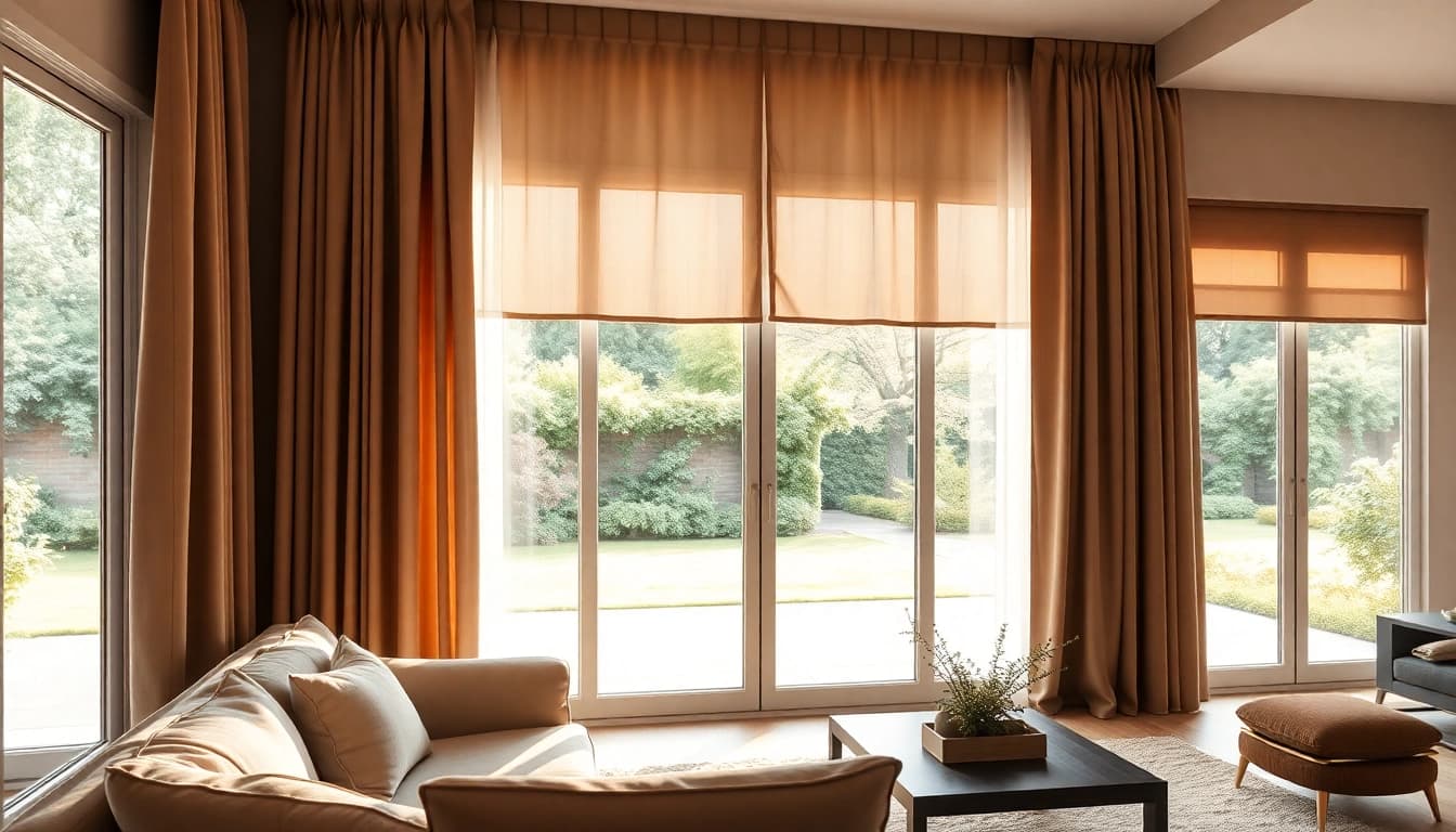 Verduisterende gordijnen transformeren de leefruimte met elegantie en stijl.