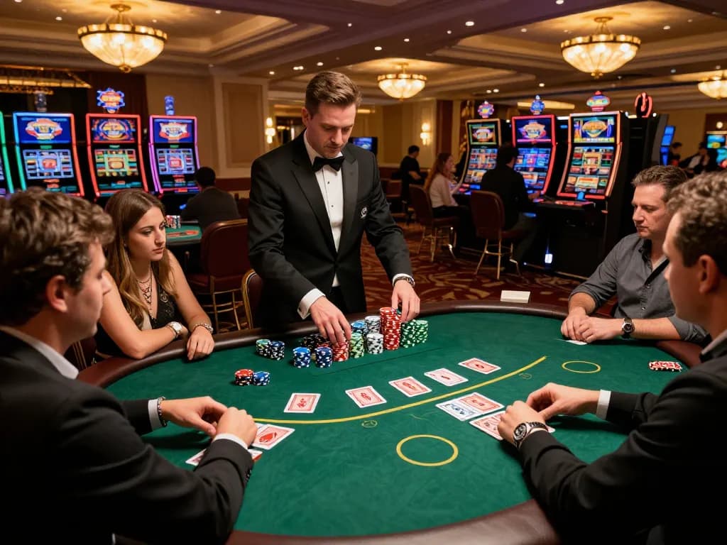 Players engaging in intense poker gameplay at Rik VIP casino, showcasing strategies and excitement.