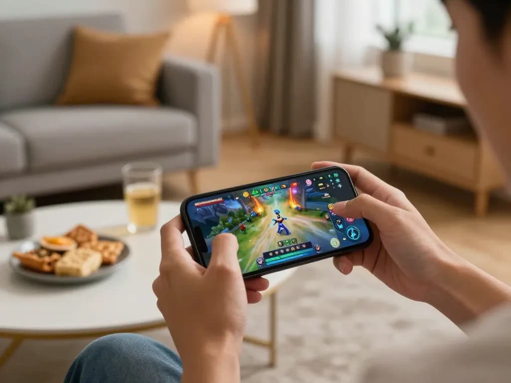 Engage with thrilling 918kiss gameplay in a cozy home setting, showcasing responsible gaming.