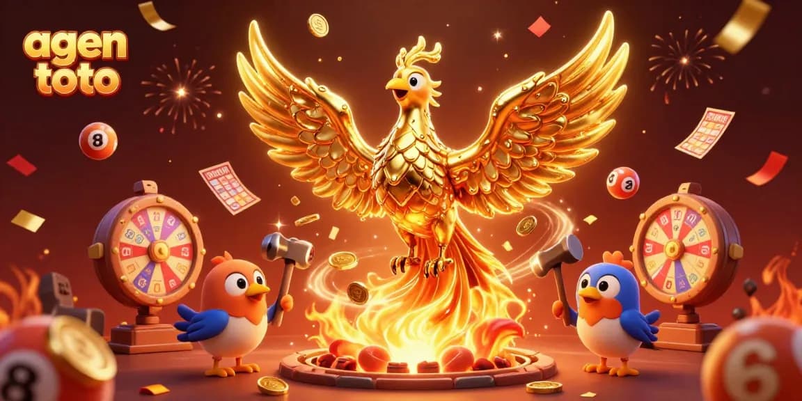 Agen toto visuals showcasing an exciting online lottery atmosphere with dynamic characters and vibrant elements