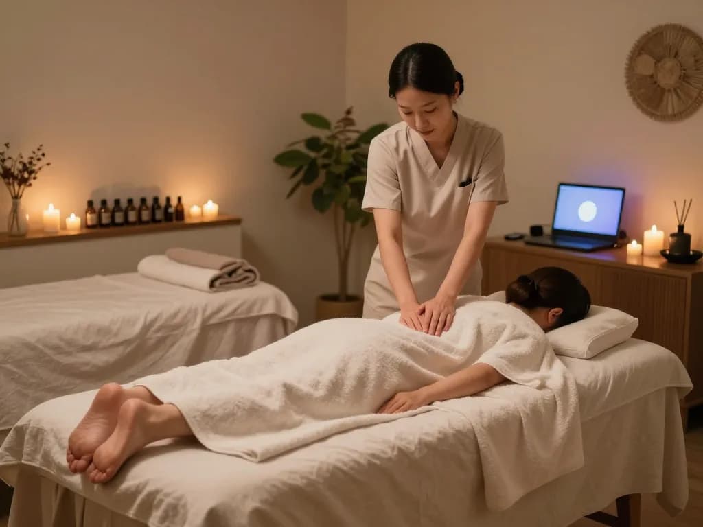 강남스웨디시 마사지 terapia 세션으로 편안함과 평온함을 보여주는 잔잔한 환경