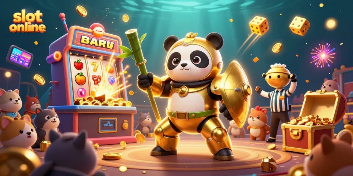 Spin the reels with thrilling slot online experiences in this energetic 3D scene.