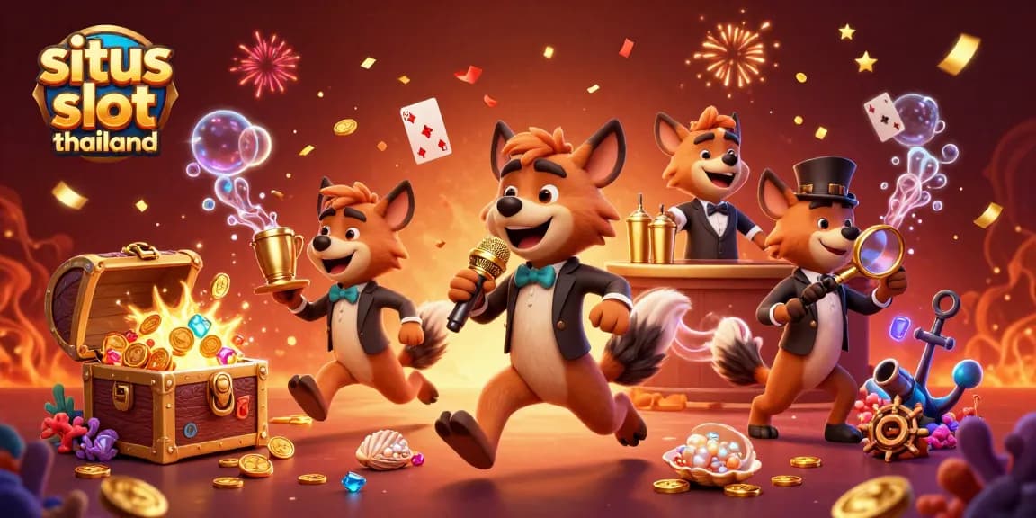Winning at situs slot thailand with a hyena comedy crew in an undersea casino atmosphere.