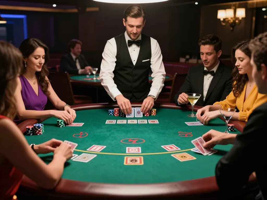 Experience the thrill of slot gacor hari ini at a high-stakes blackjack table with intense players and smooth dealer action.