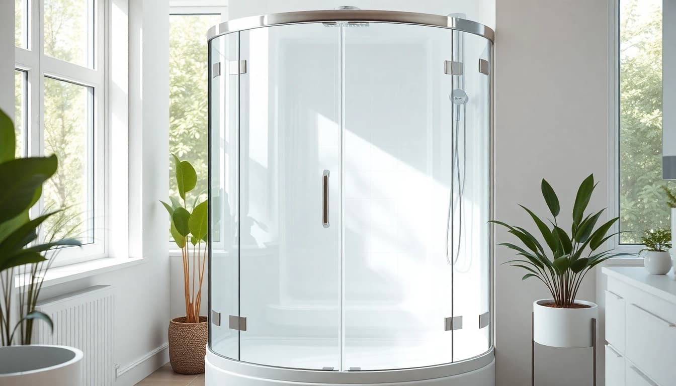 Duschkabine 90x90 in modernem Badezimmer mit klaren Linien und eleganten Details.