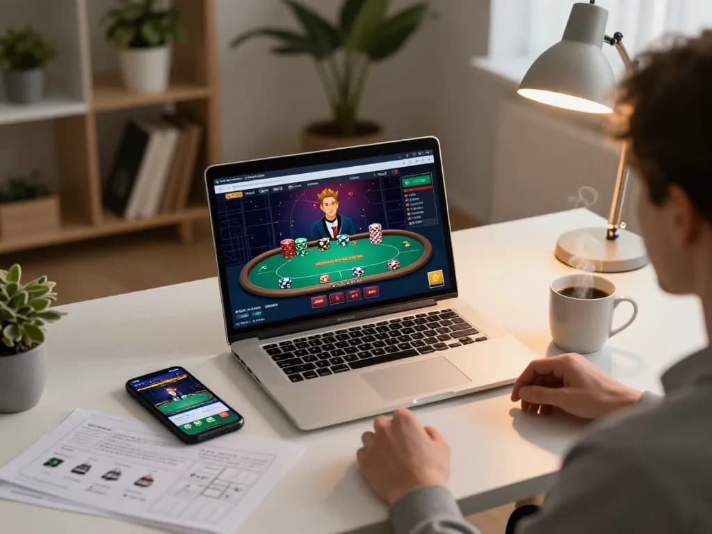Engaging online casinos Canada gameplay in a home setting with laptop and strategy notes.