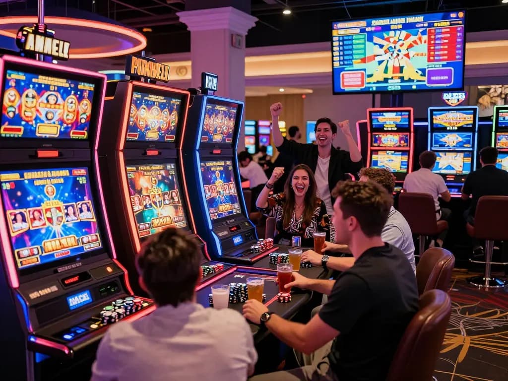 Rasakan kegembiraan slot gacor hari ini di suasana kasino yang hidup dengan pemain yang ceria dan mesin slot yang berkedip.