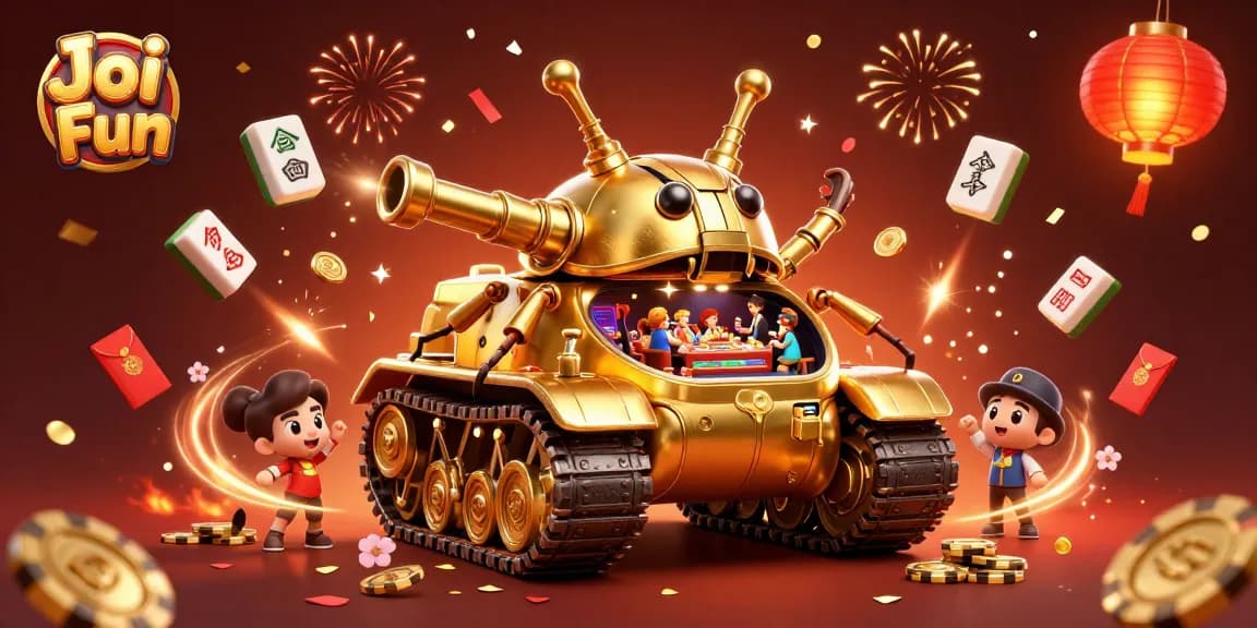 Experience Joi Fun with a vibrant scene showcasing a dynamic golden beetle tank casino illustration.