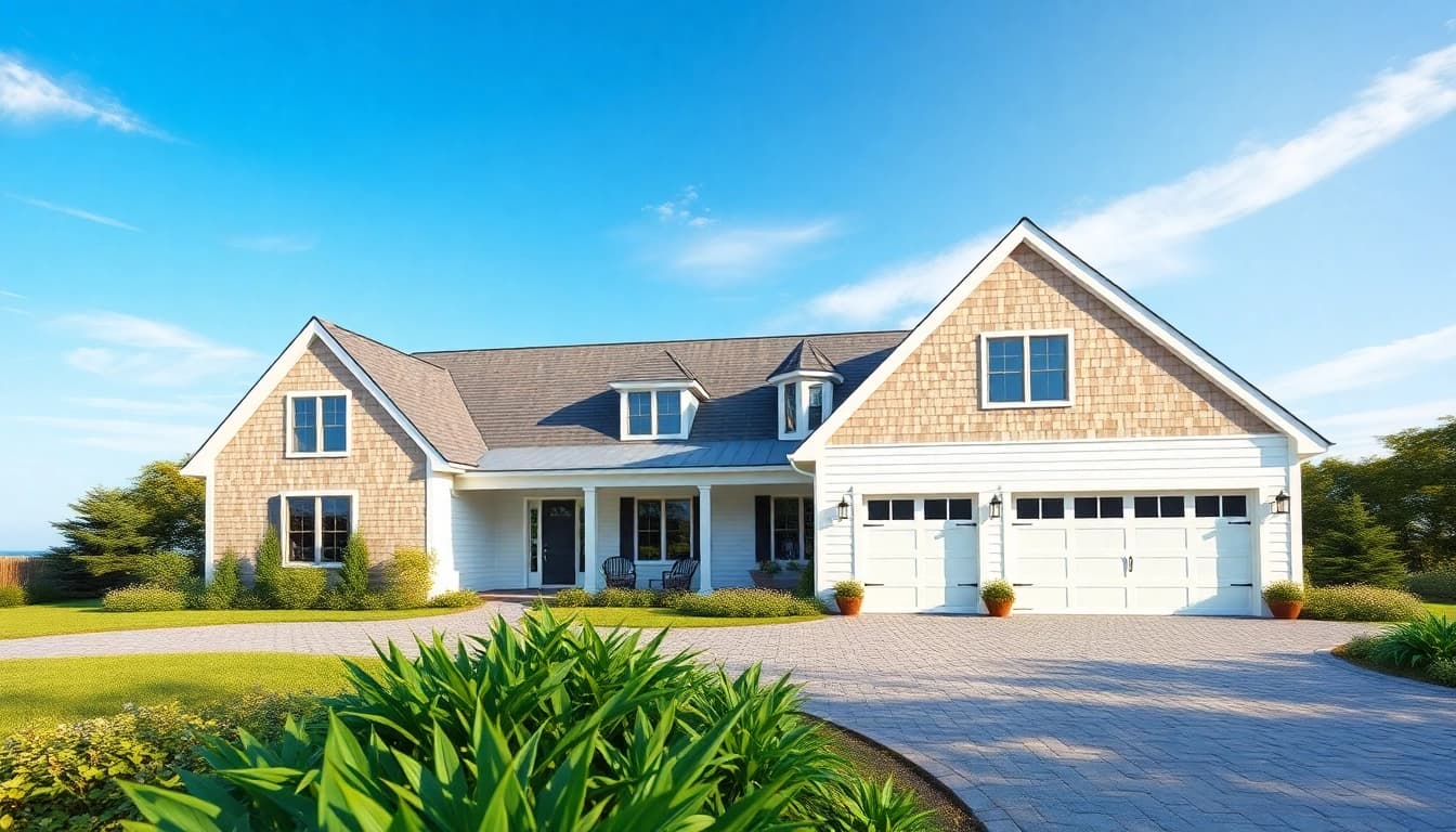Transforming a cape cod home with an elegant attached garage and stunning landscaping.