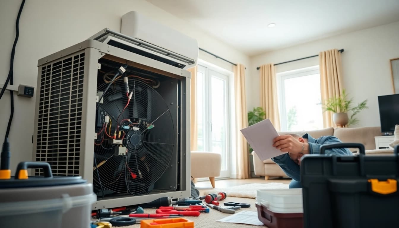Expert AC technician performs ac repair glendale az service in a home setting with tools and equipment.