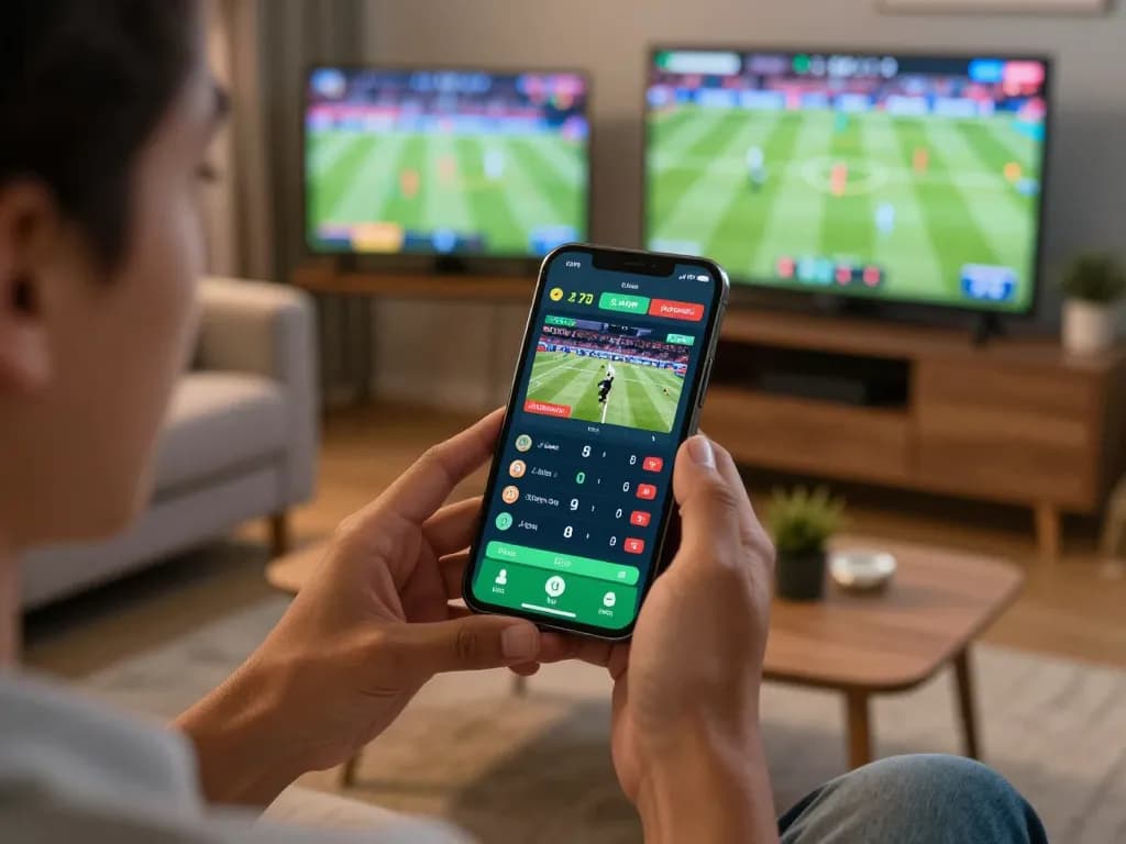 SAY88 user engaging with a mobile sports betting app to enhance game strategy.