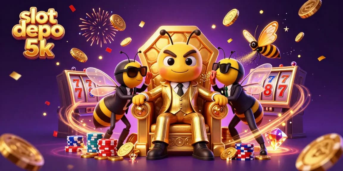 Experience the excitement of slot depo 5k with a charming bumblebee mob boss and vibrant casino elements.