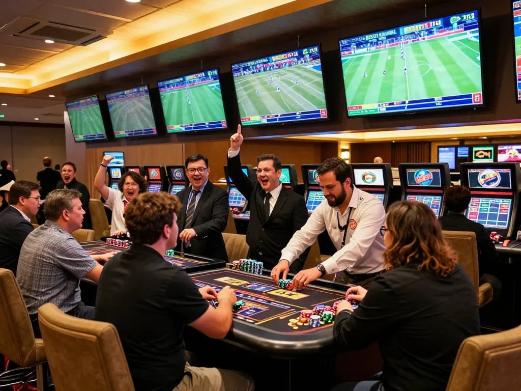 g28 live sports betting experience with patrons engaging in gameplay at a modern casino setting