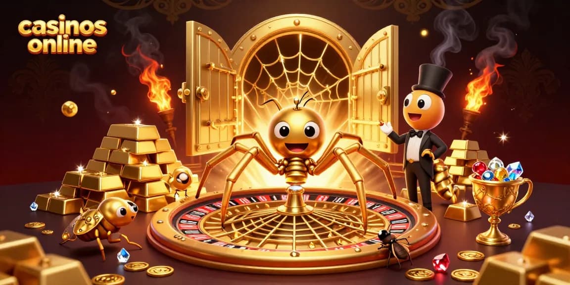 Juega en los mejores casinos online con la emoción de una araña dorada en juego.