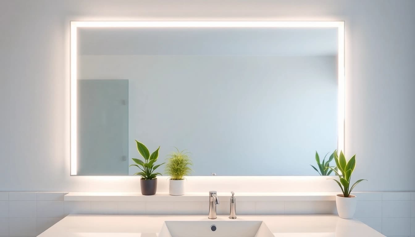 Illuminate your space with this stunning mirror with Lights, perfect for any modern bathroom design.