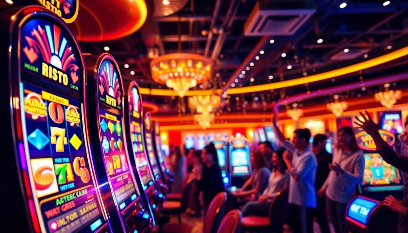 Engaging RTP slot gacor machine attracting players in a vibrant casino atmosphere.