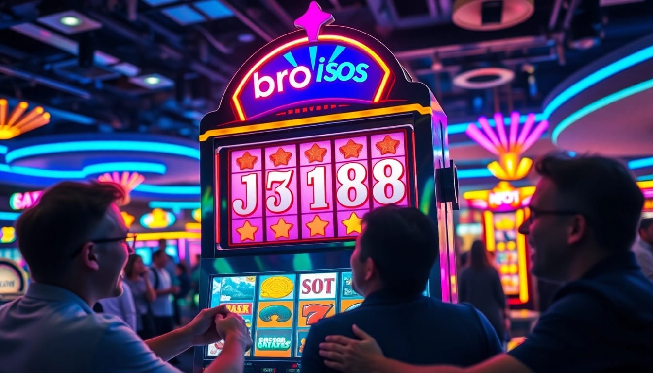 Menggoda para pemain slot dengan bro138 slot menarik dan pencahayaan cerah di kasino.