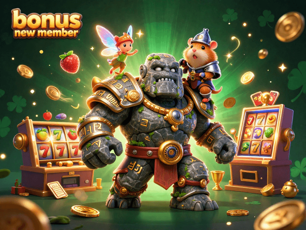 Experience the excitement of bonus new member promotions in this vibrant casino-themed illustration.