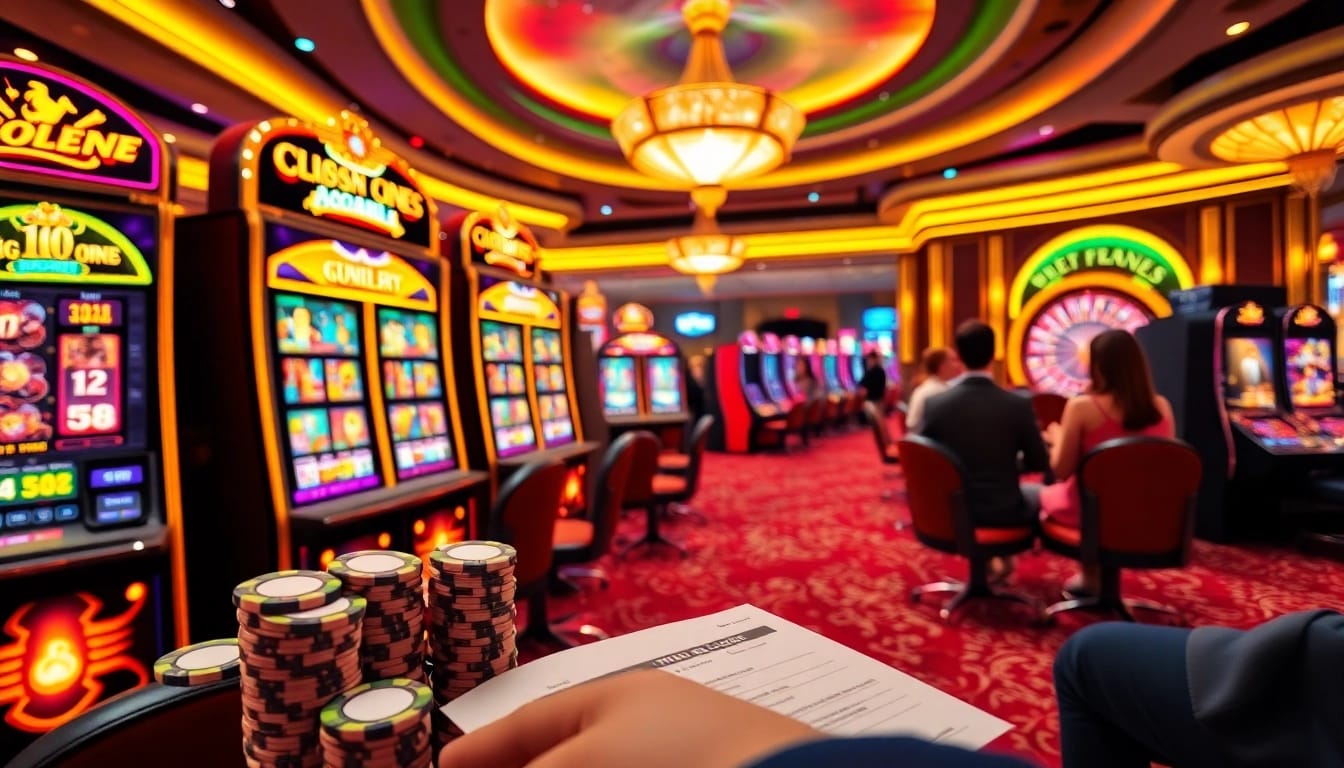 Players enjoying a thrilling slot deposit 1k experience at a vibrant casino.