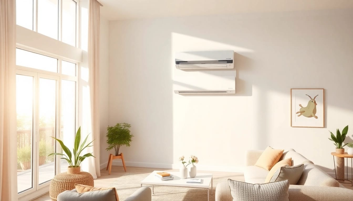 Install a Daikin mini split ac in a modern living room setup showcasing comfort and efficiency.
