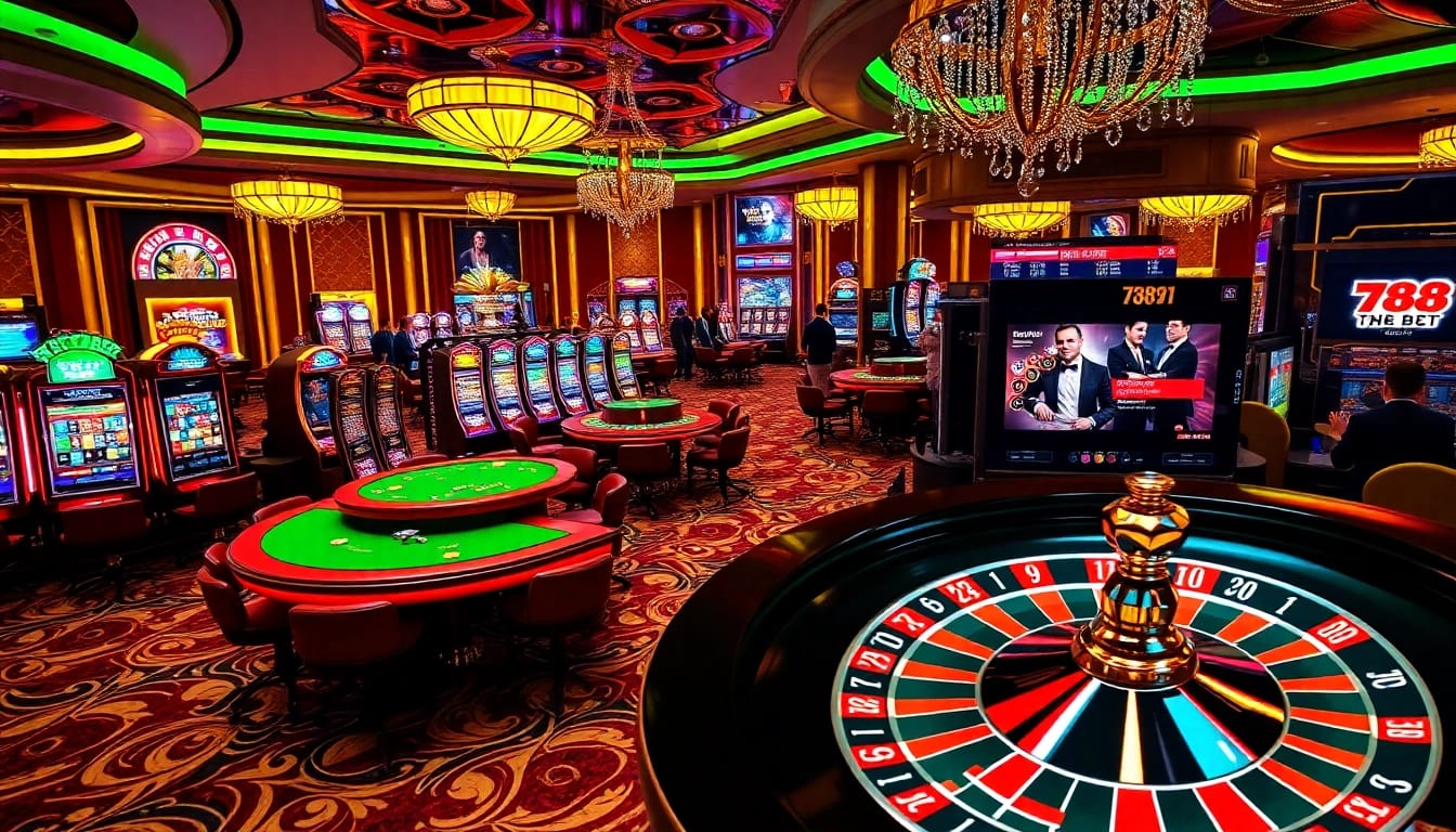 Experience thrilling gameplay at 789BET's luxurious casino tables and vibrant online interface.