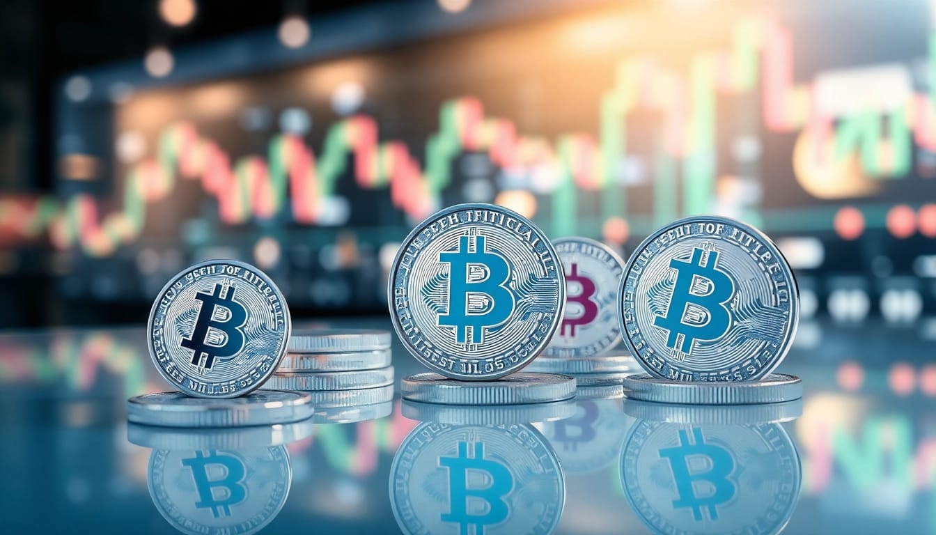Trade with bitget silver showcased among shimmering coins and digital symbols.