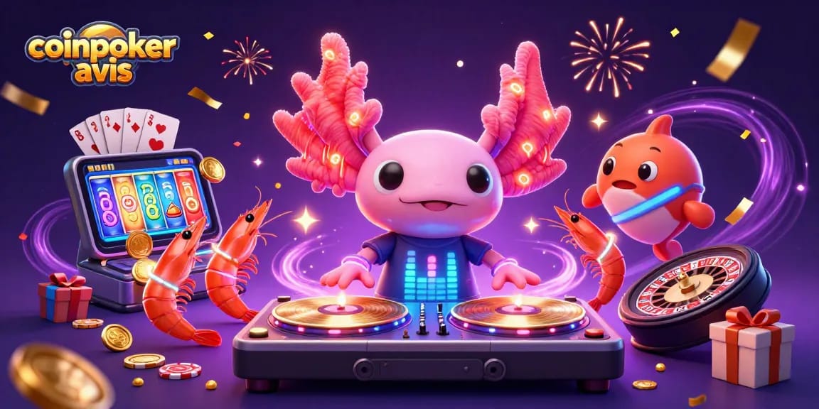 Découvrez l'univers captivant de CoinPoker avis avec une illustration numérique de casino dynamique mettant en scène des jeux fascinants.