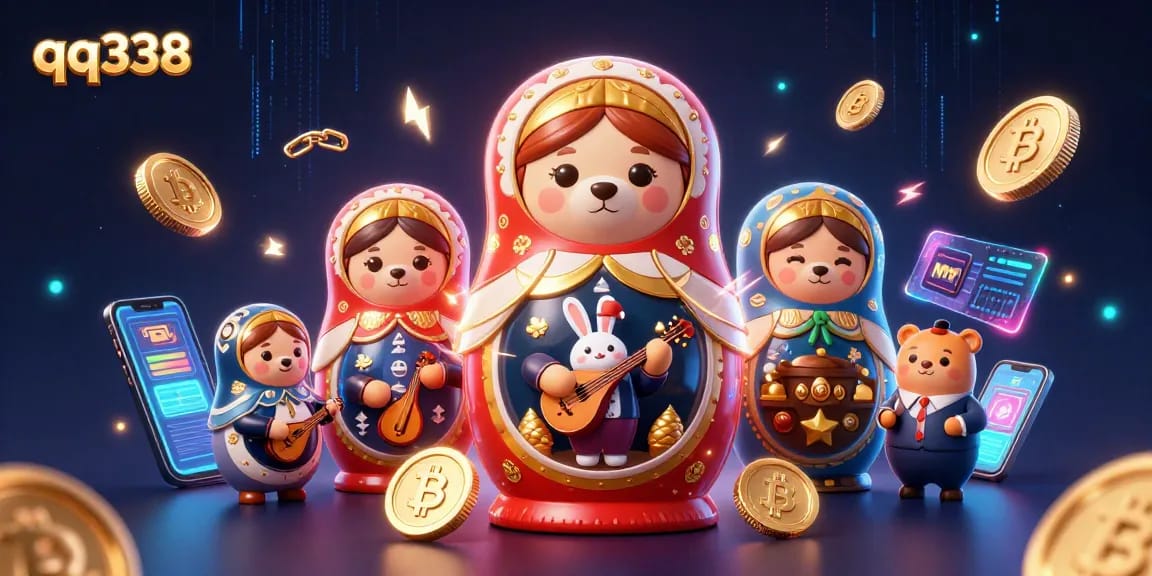Play engaging games on qq338 with this vibrant 3D casino illustration featuring rich details and characters.