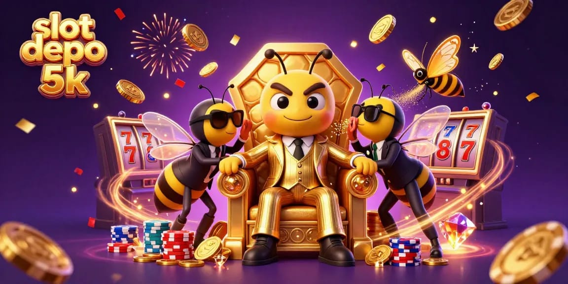 Experience the excitement of slot depo 5k with a charming bumblebee mob boss and vibrant casino elements.