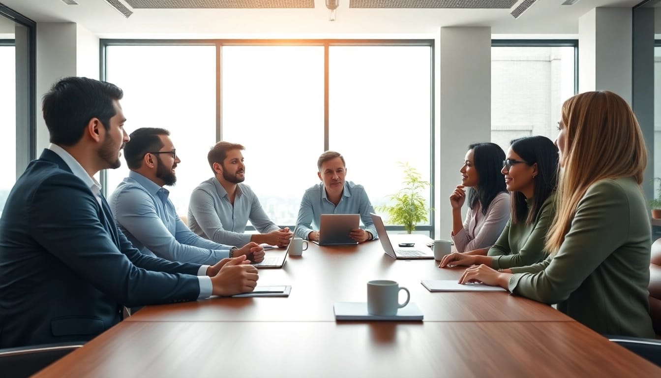 Engaging team discussion at https://fhpts.com showcasing collaboration and innovation in a modern office.