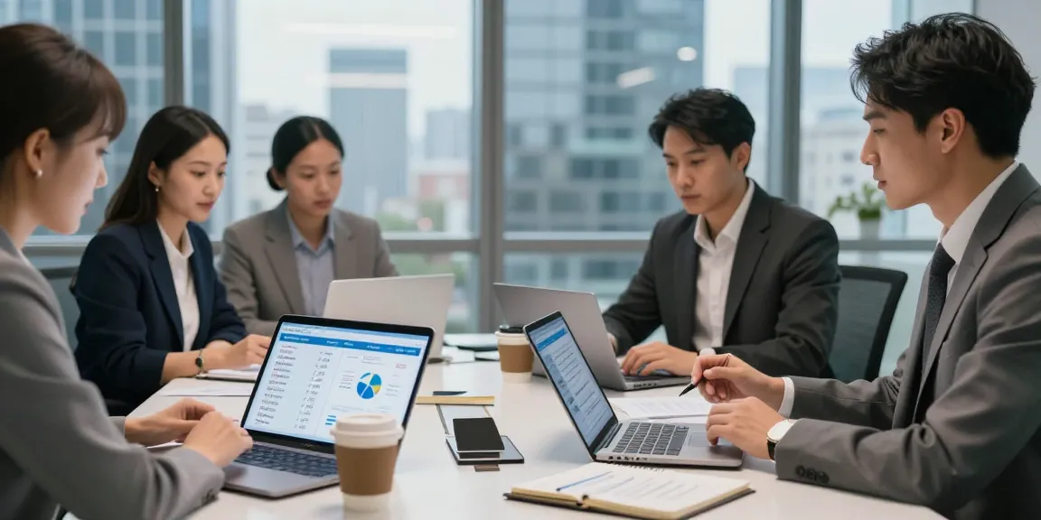 Compare business SIM only deals UK in a collaborative office environment with professionals assessing options.