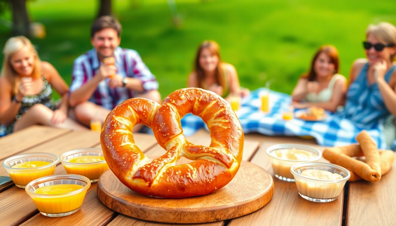 Pretzel warranty customer reviews and ratings highlight baked pretzel on a wooden table.
