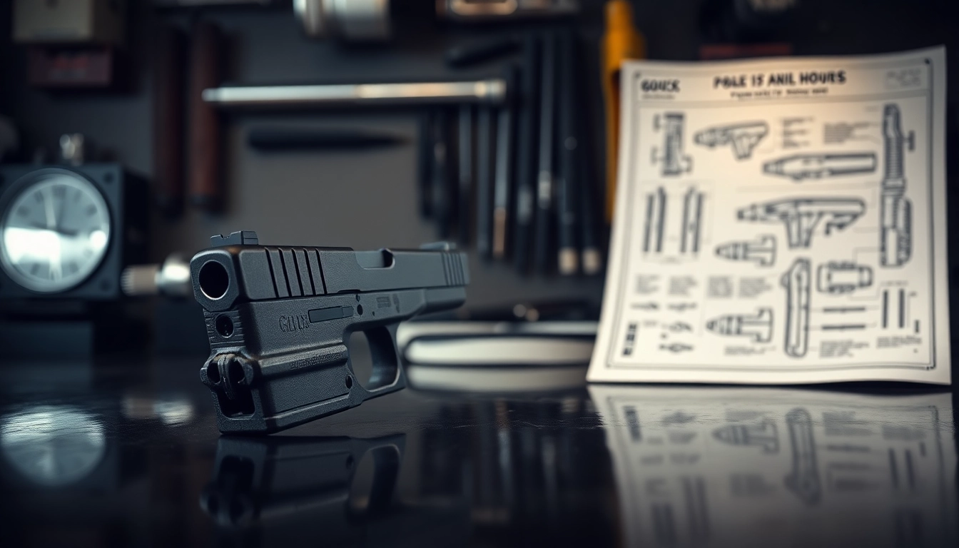 Glock 19 slide OEM displayed elegantly, showcasing its precision and craftsmanship in this professional setting.