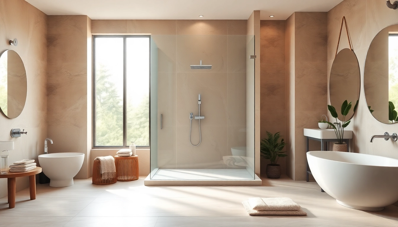 Elegant showers au showcased in a contemporary bathroom with bright natural light.