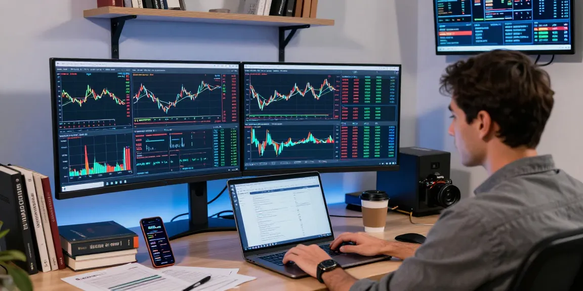 TradingView用户在现代办公室环境中监控加密货币和外汇图表，展示实时交易数据和技术指标。