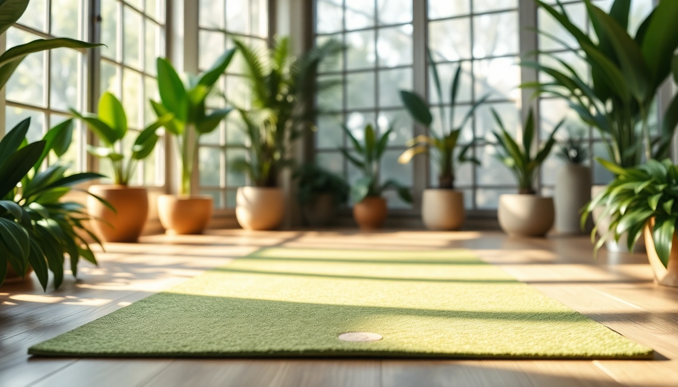 Stachelmatte auf ruhigem Yogaboden, ideal für Entspannung und Wellness, umgeben von Pflanzen.