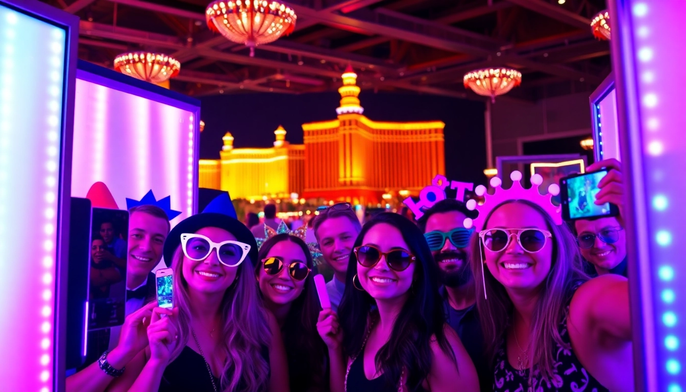 Engaging Photo Booth Rentals Las Vegas with vibrant props and guests capturing memories.