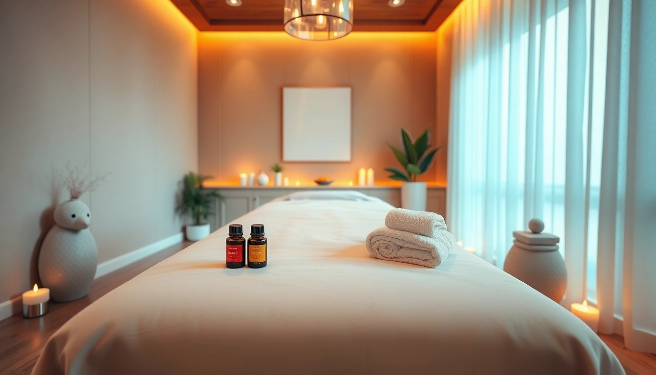 Relaxing 서울출장마사지 room with ambient lighting and wellness elements.