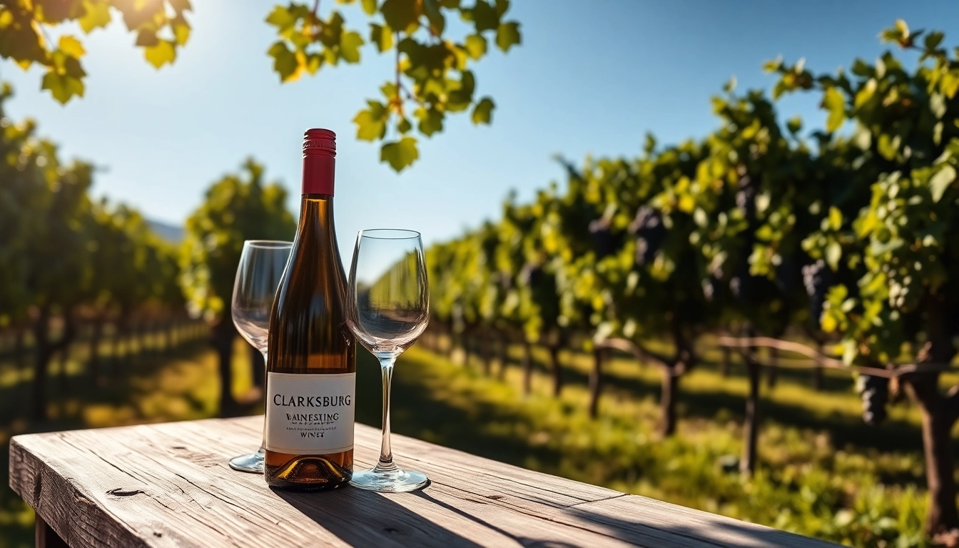 Indulge in the richness of Clarksburg wines served elegantly in an inviting vineyard setting.