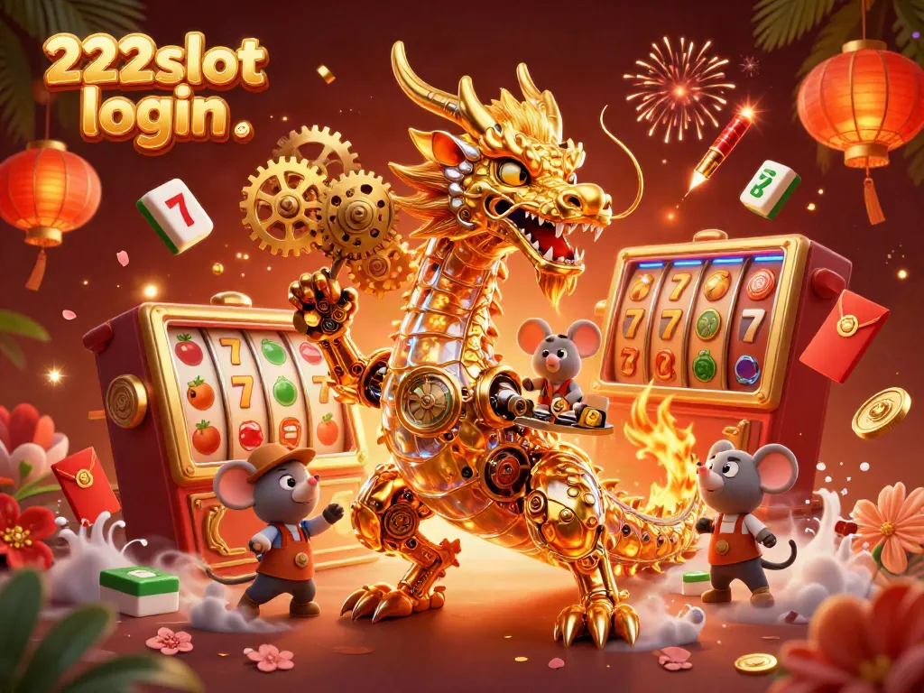 Mainkan 222slot login di dunia slot dengan naga emas dan karakter menarik lainnya.