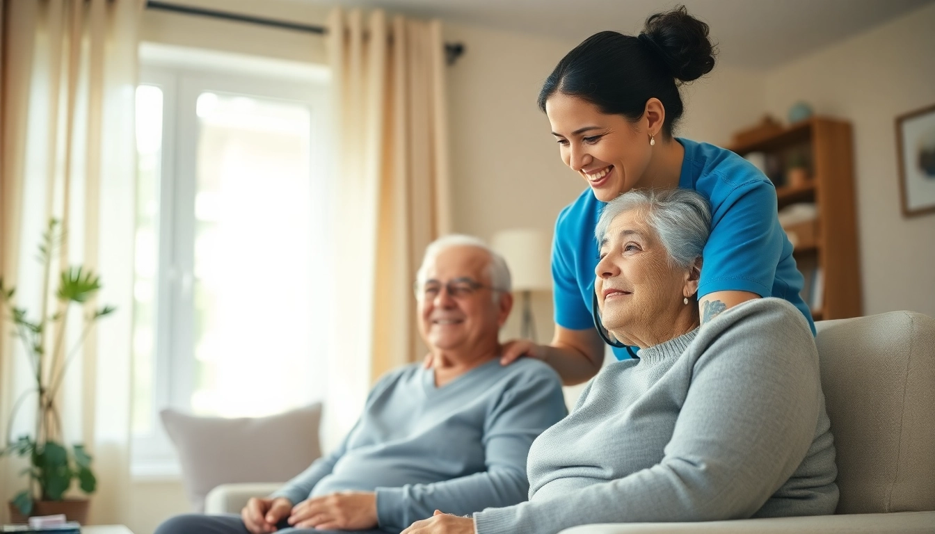 Supporting elderly clients through in home respite care in a comforting living room setting.