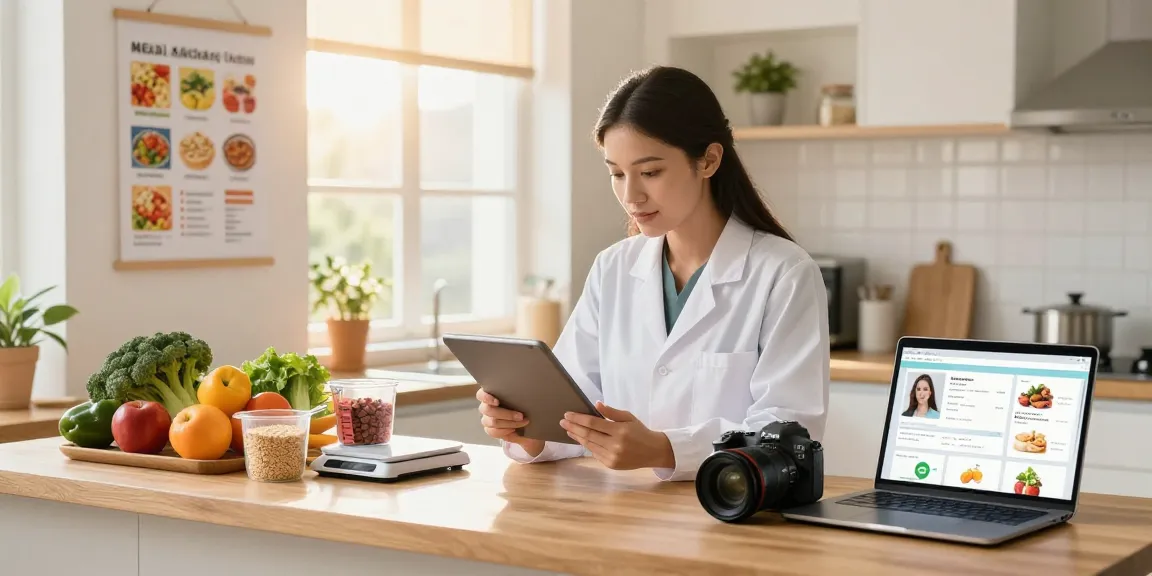 Discover the best calorie tracking app while prepping nutritious meals in a sunny kitchen.