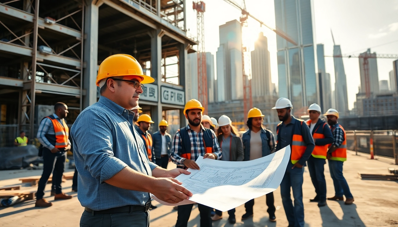 New York City Commercial General Contractor oversees construction with diverse team members.