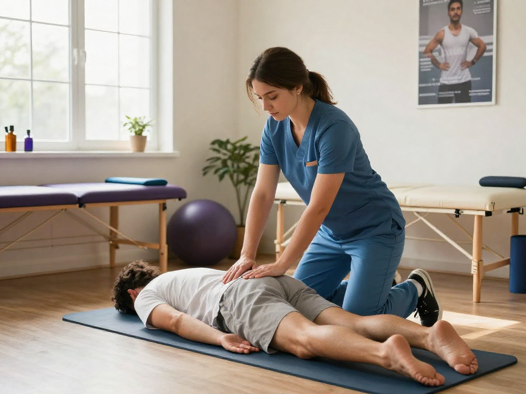 "Sports massage at home by expert physiotherapist, enhancing patient care and wellness at home."