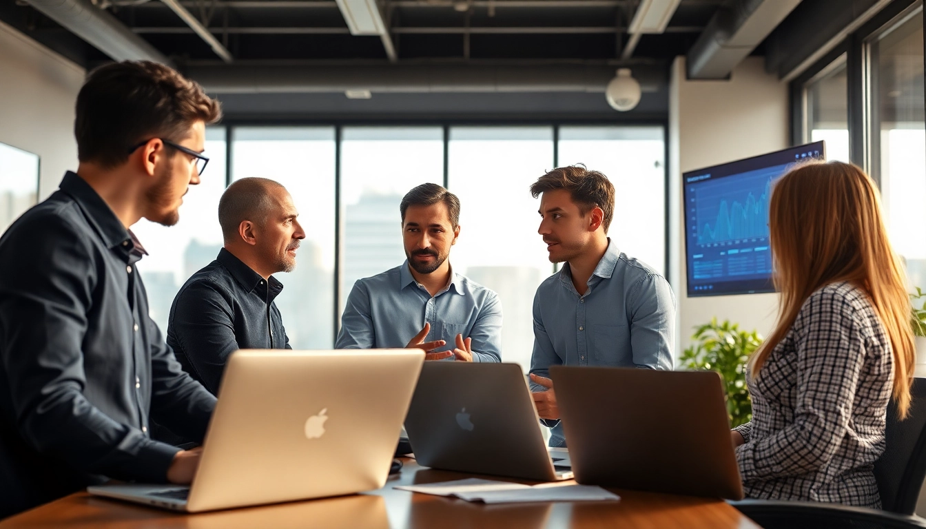 Engaged IT professionals discussing managed IT services near me to enhance business efficiency.