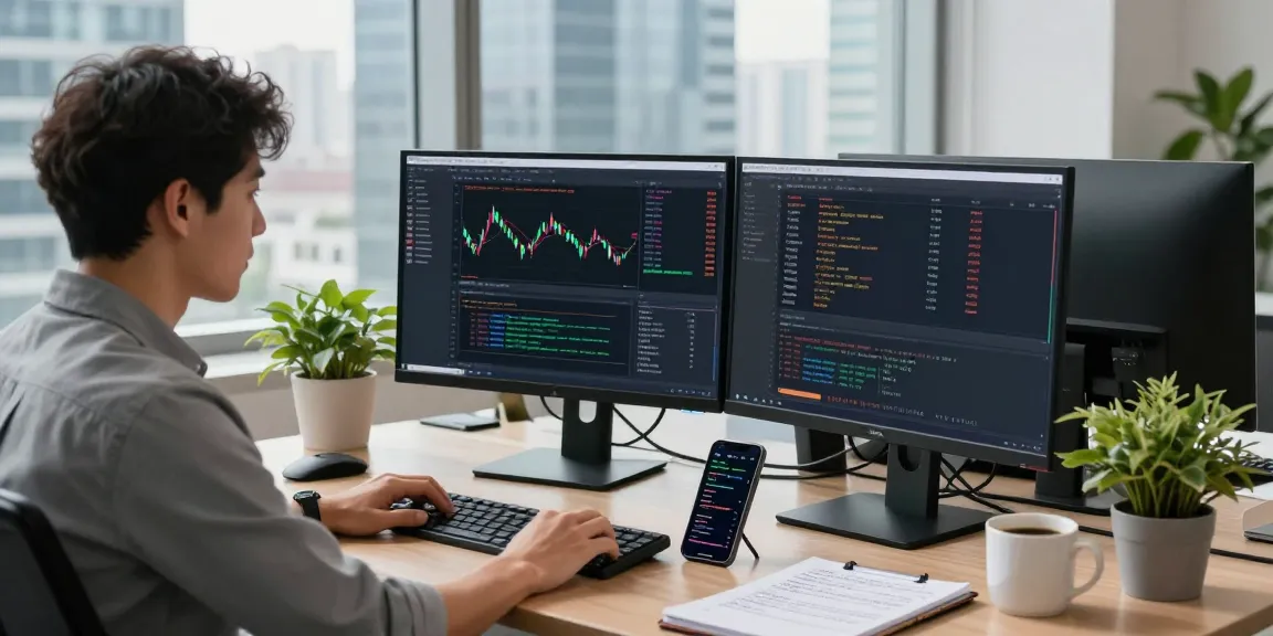 Real-time stock data from Chinese concept stock API displayed in a modern office, highlighting a developer's innovative workspace.