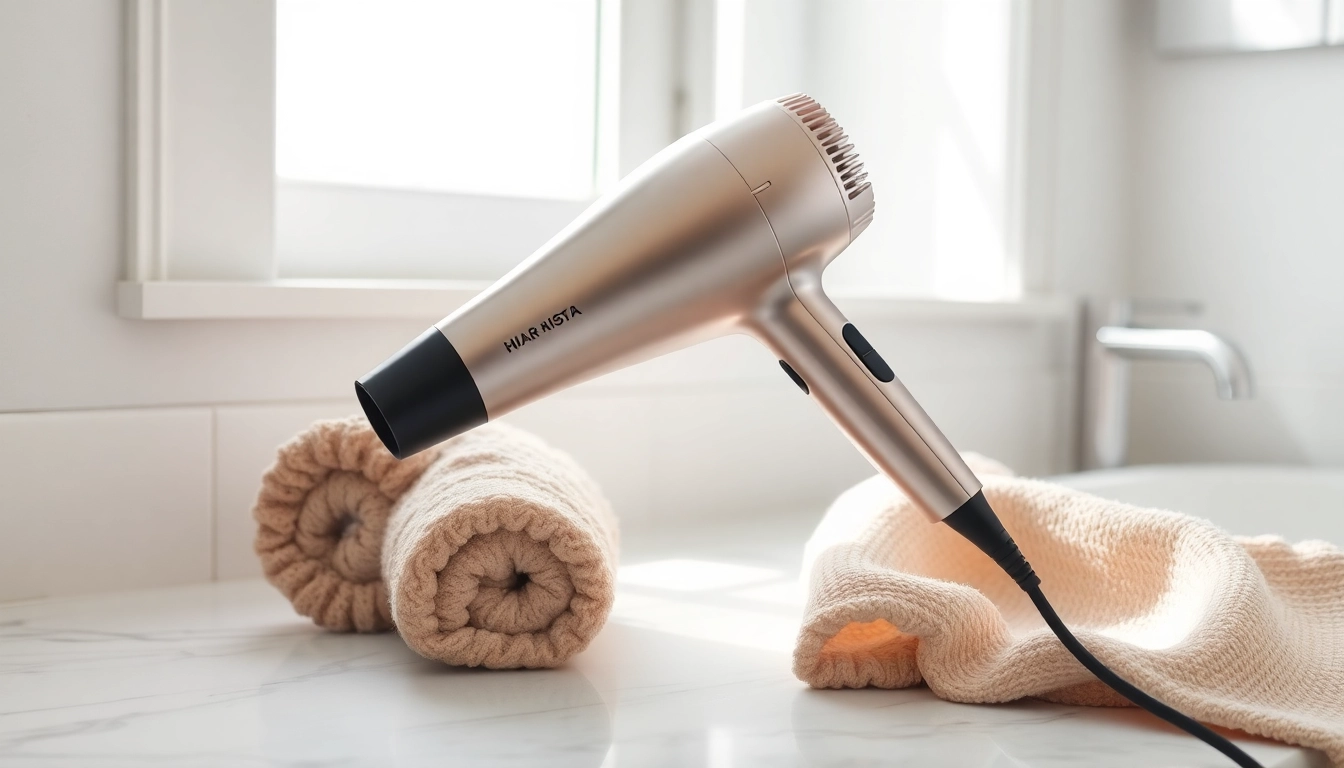 Hair dryer for frizzy hair showcases sleek design and cozy setting for perfect styling.