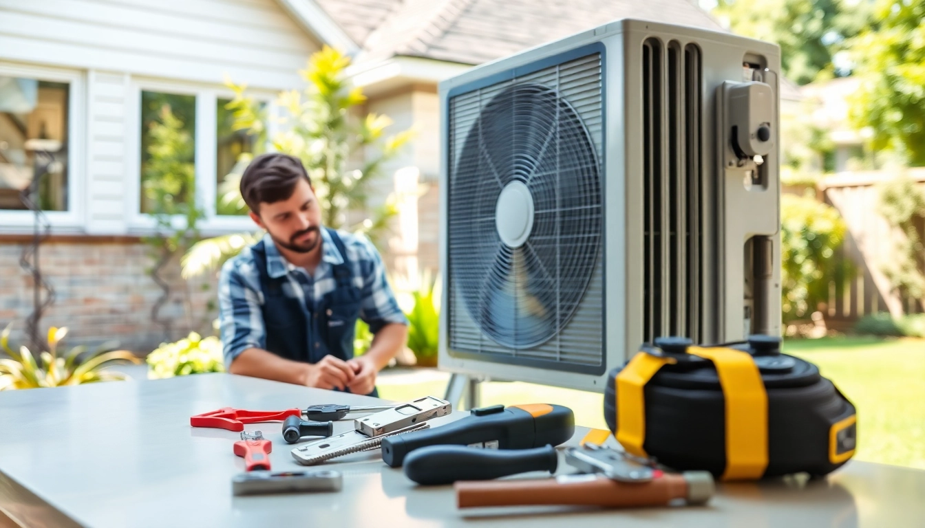 HVAC Repair Tampa: A technician expertly performs air conditioning repair in a residential setting.