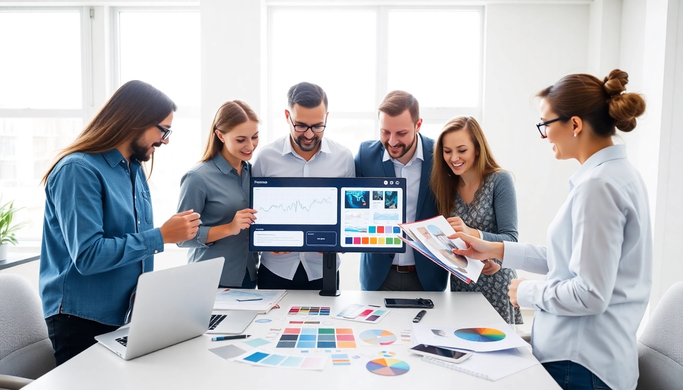 Showcasing Hereford Website Designers actively designing a modern web interface in a bright office.