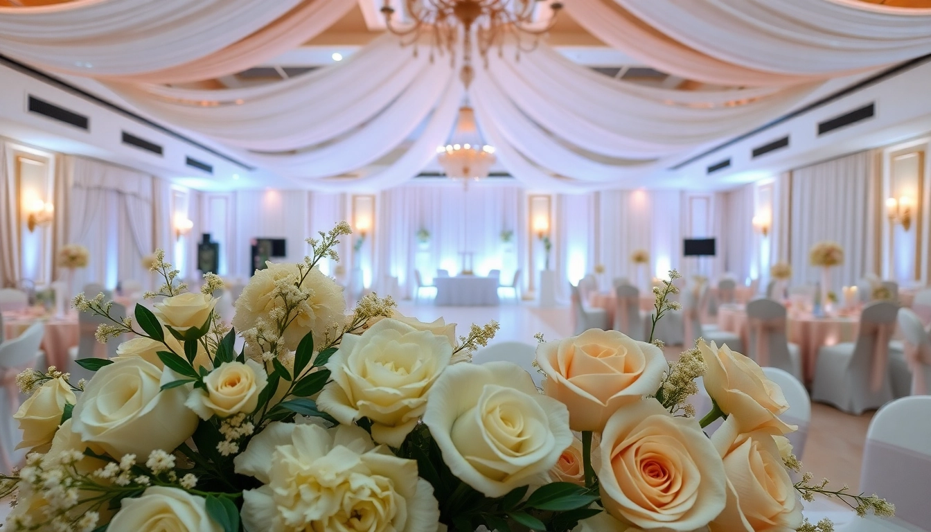 Planen Sie Ihre Traumhochzeit im almas event center mit eleganter Dekoration.